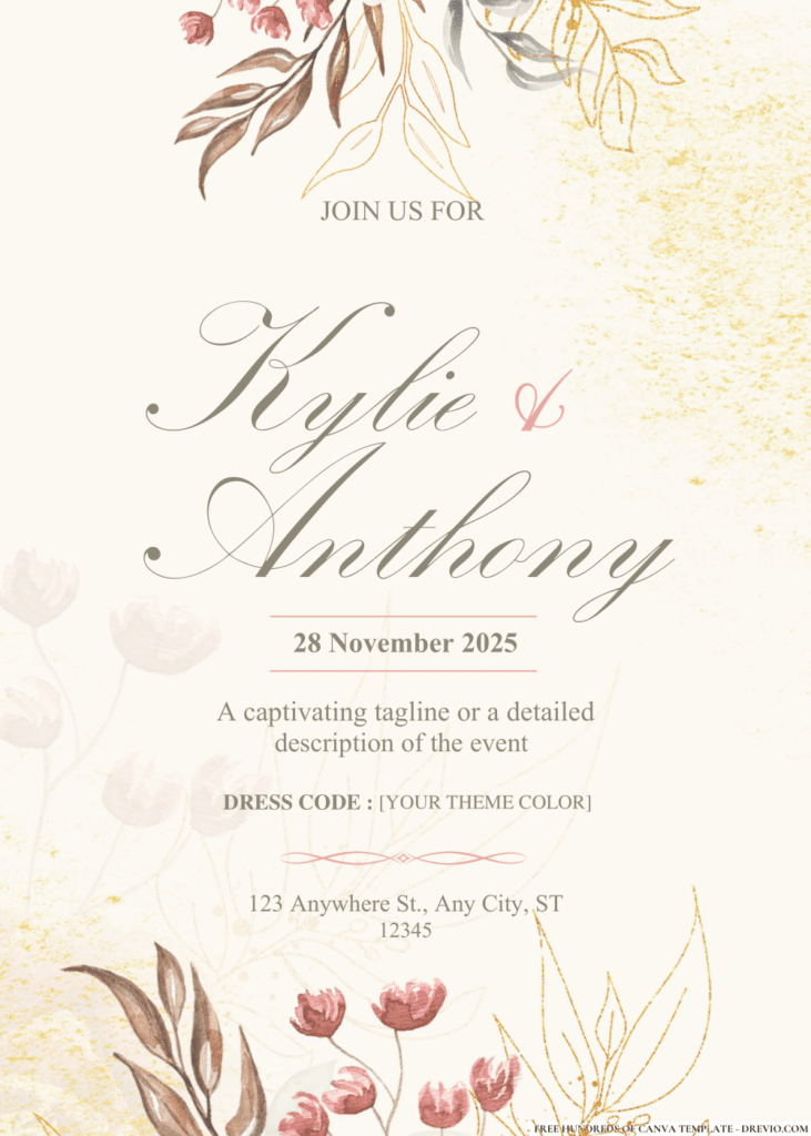 Pink Flower and Greenery Wedding Invitations