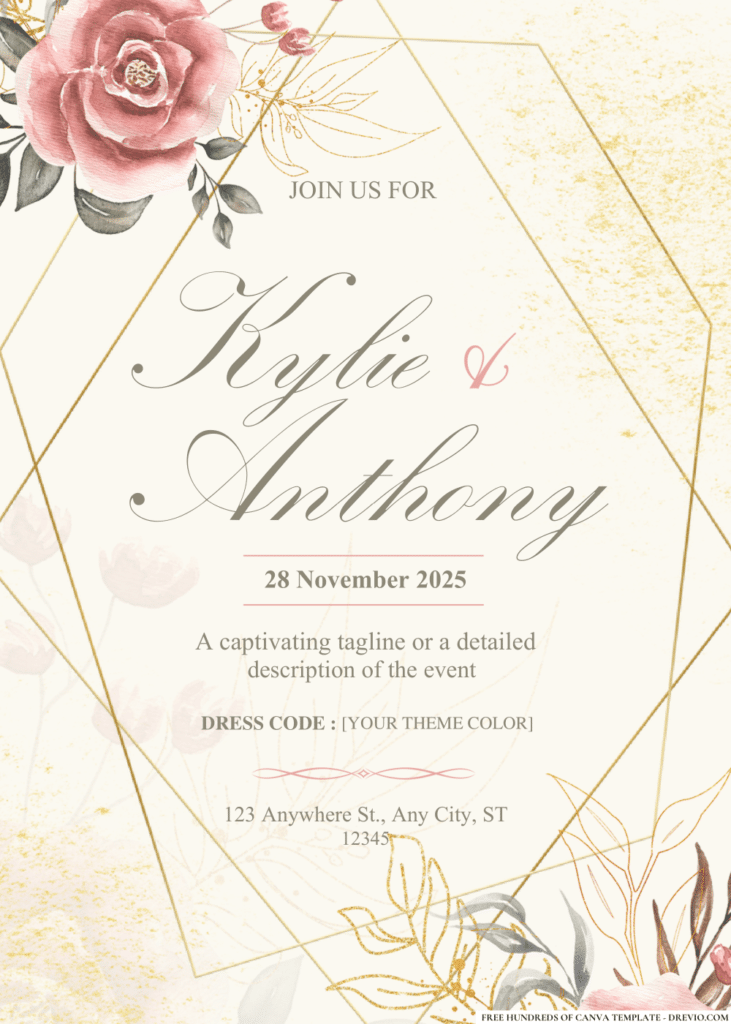 Pink Flower and Greenery Wedding Invitations