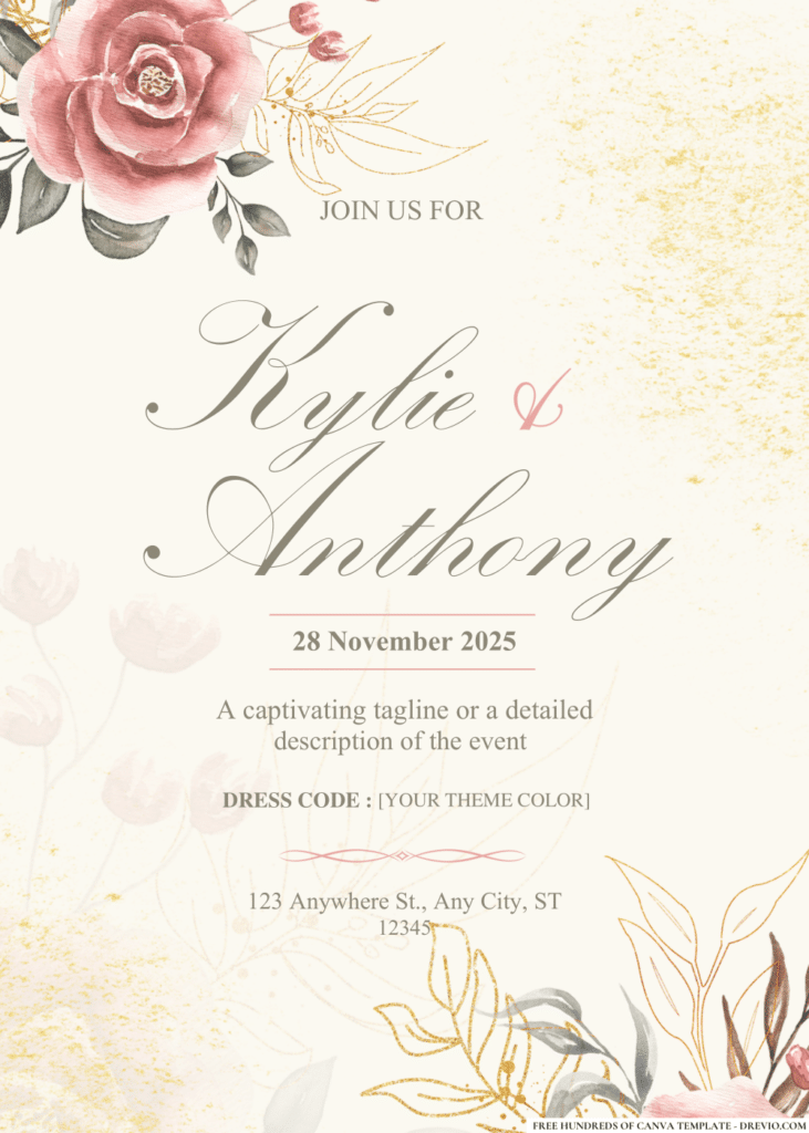 Pink Flower and Greenery Wedding Invitations