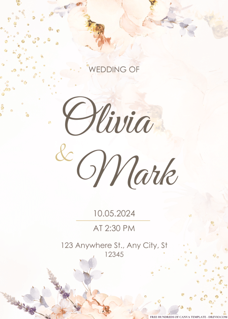 Watercolor Tender Bouquet Wedding Invitations