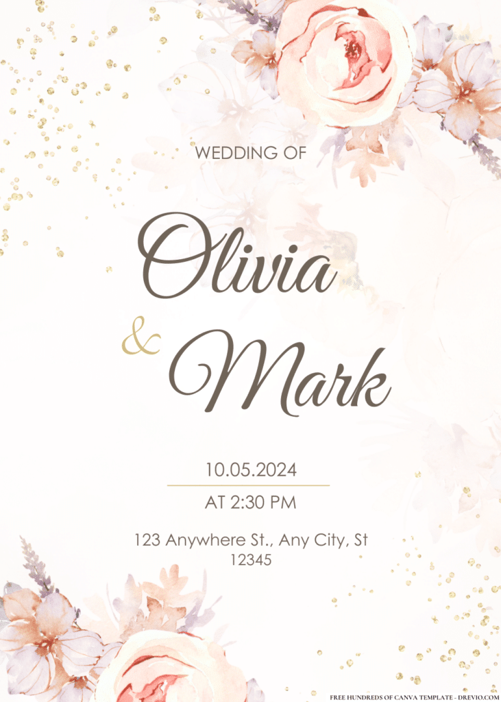 Watercolor Tender Bouquet Wedding Invitations