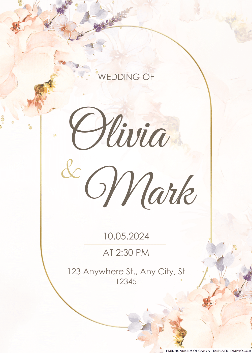 FREE PDF Invitation – Watercolor Tender Bouquet Wedding Invitations ...