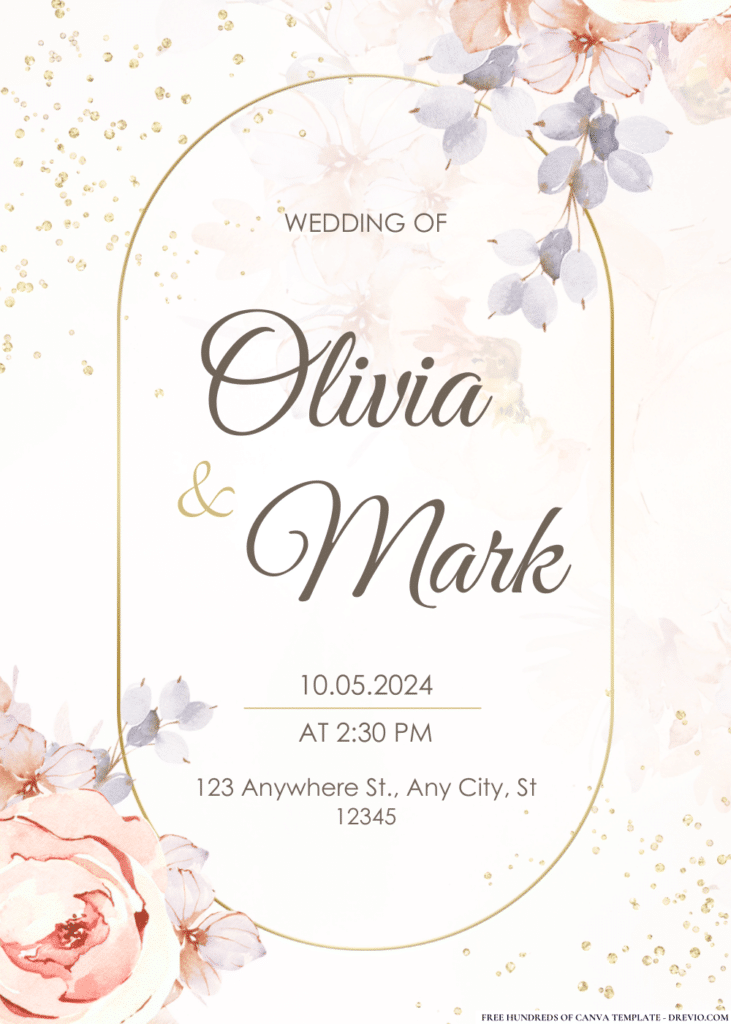 Watercolor Tender Bouquet Wedding Invitations