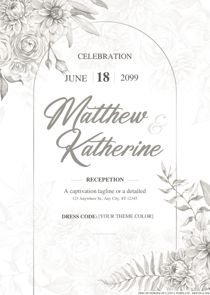 White Flower Bouquet Wedding Invitations