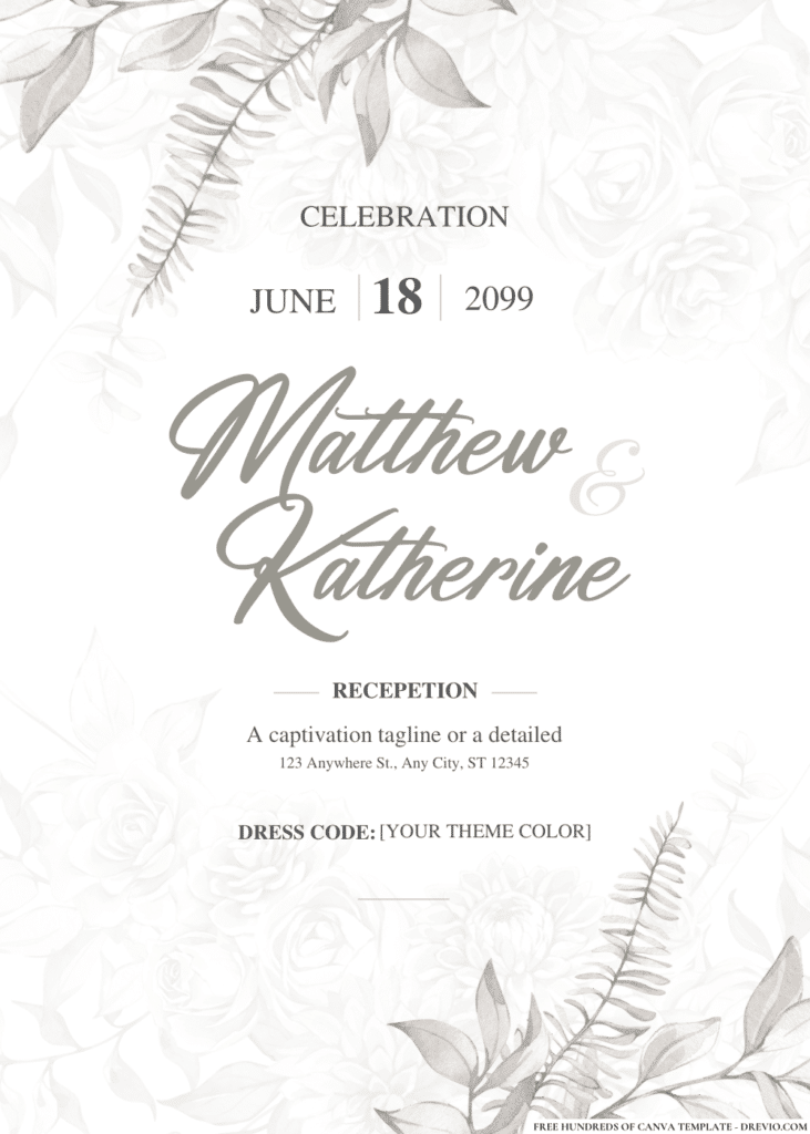 White Flower Bouquet Wedding Invitations