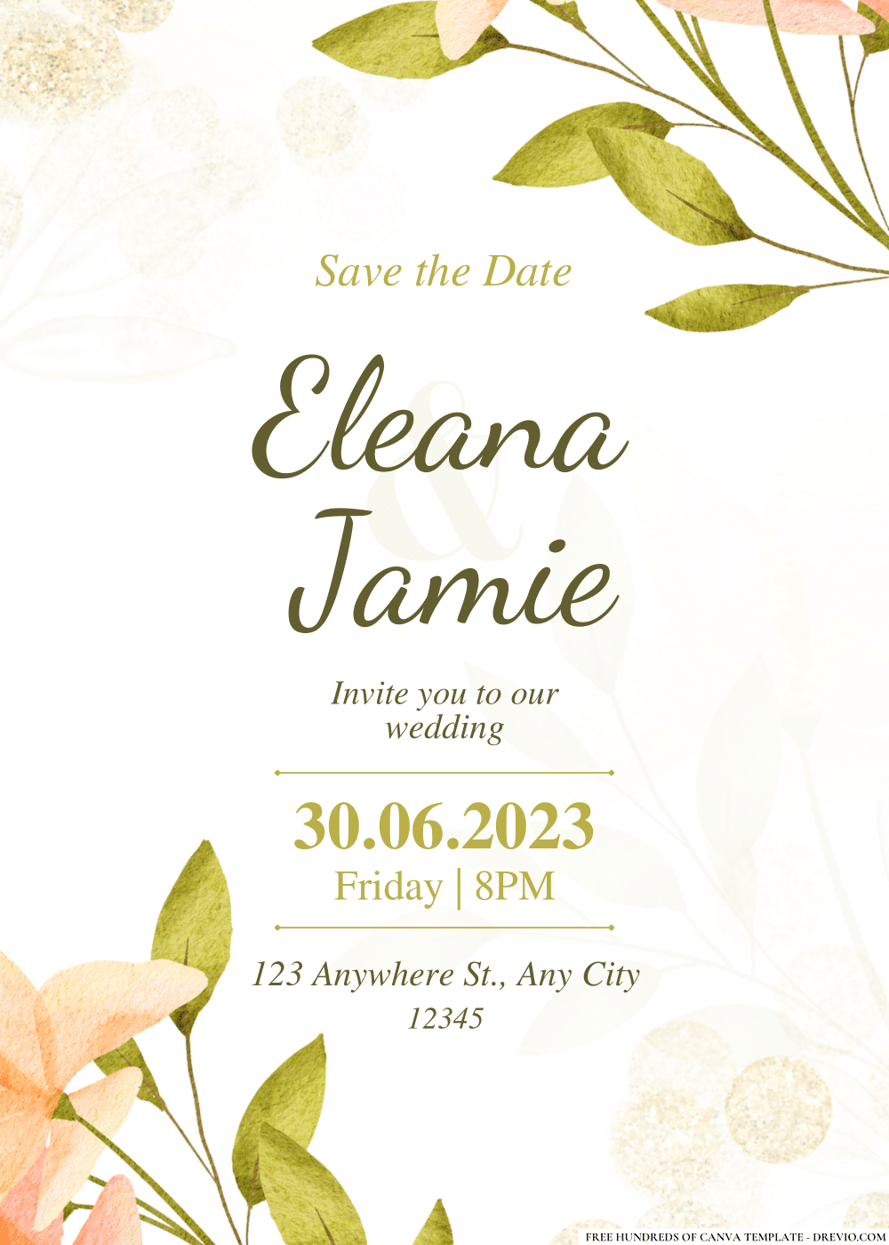 FREE PDF Invitation – Creamy Flower Arrangement Wedding Invitations ...