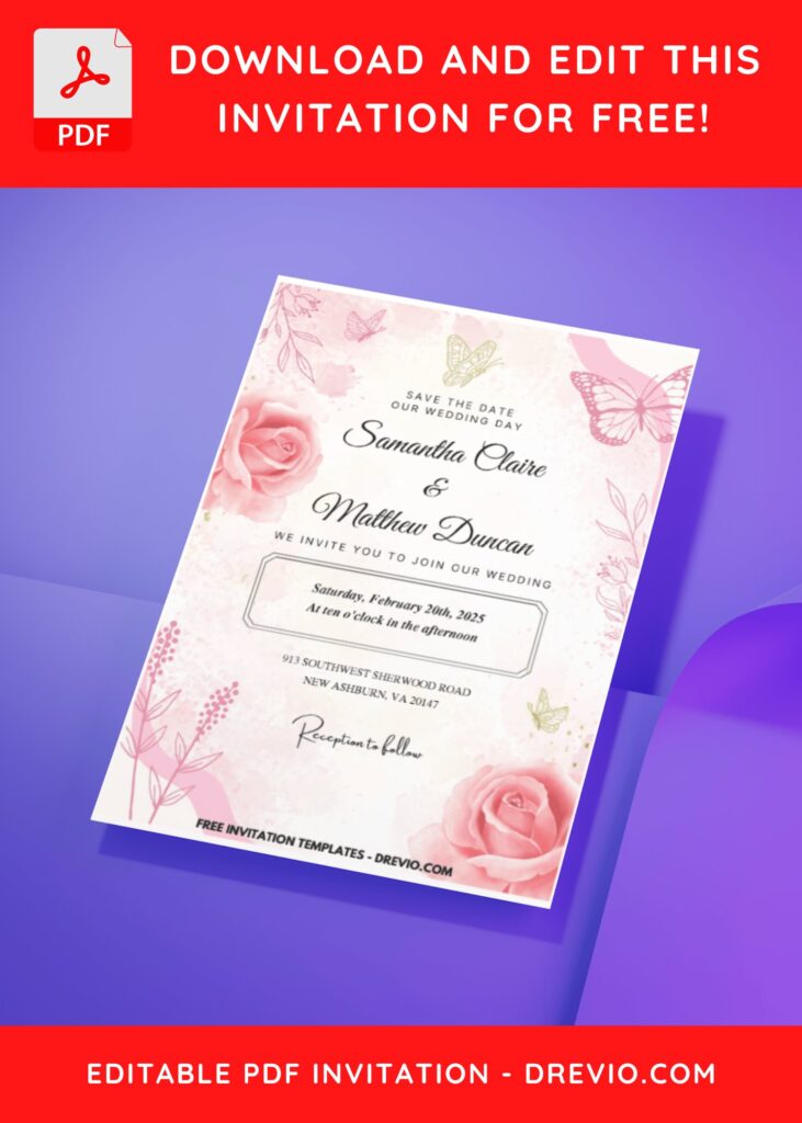 (Easily Edit PDF Invitation) Spring Serenade Floral Wedding Invitation H