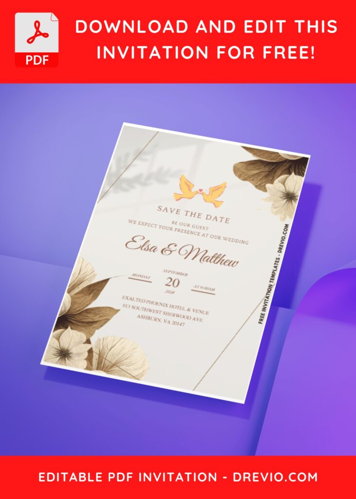 (Easily Edit PDF Invitation) Bohemian Aesthetic Wedding Invitation B