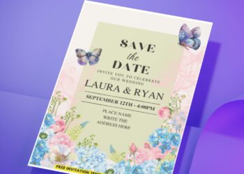 (Easily Edit PDF Invitation) Garden Blooms Wedding Invitation H