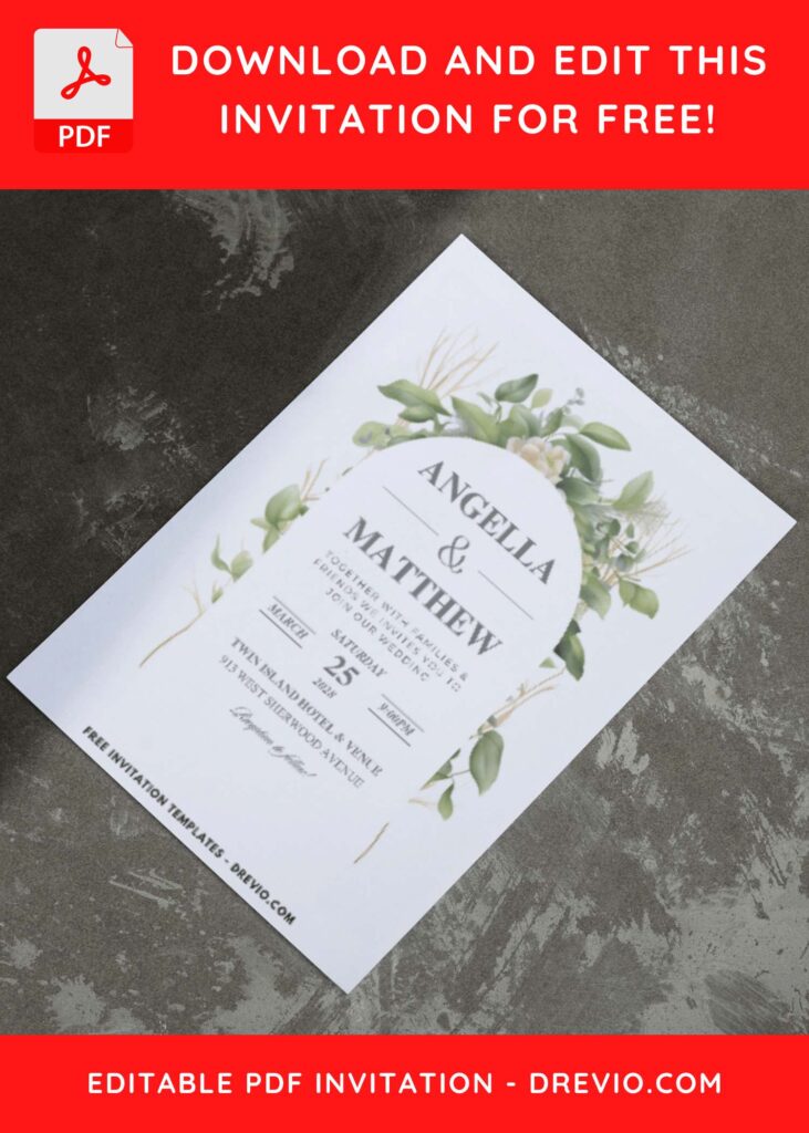 (Easily Edit PDF Invitation) Enchanting Floral And Greenery Arch Wedding Invitation I