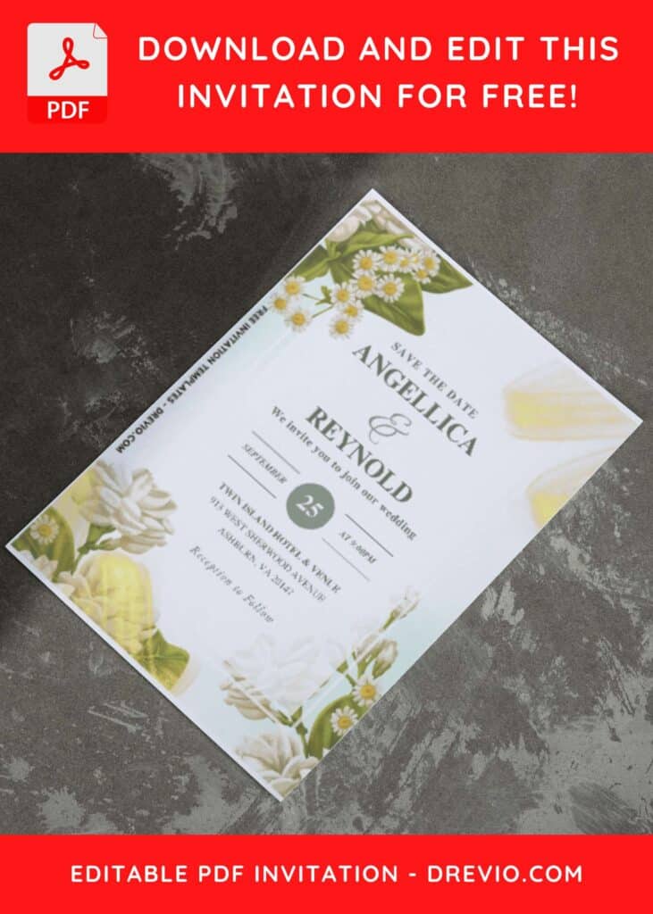 (Easily Edit PDF Invitation) Timeless Jasmine Floral Wedding Invitation I