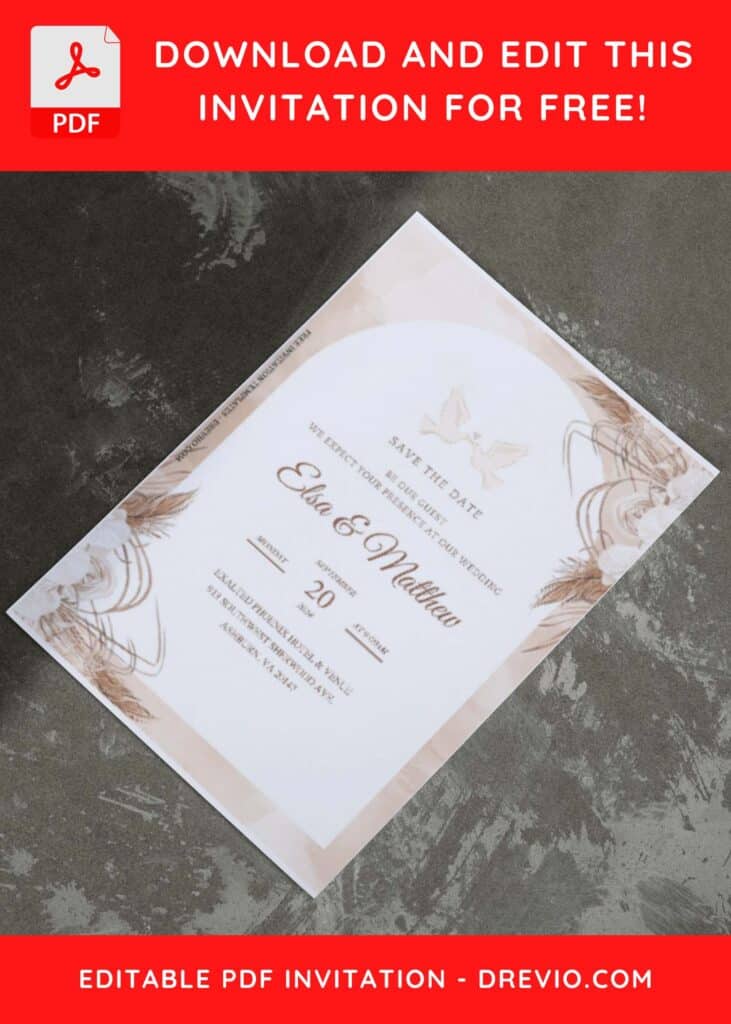 (Easily Edit PDF Invitation) Artistic Bohemian Wedding Invitation G