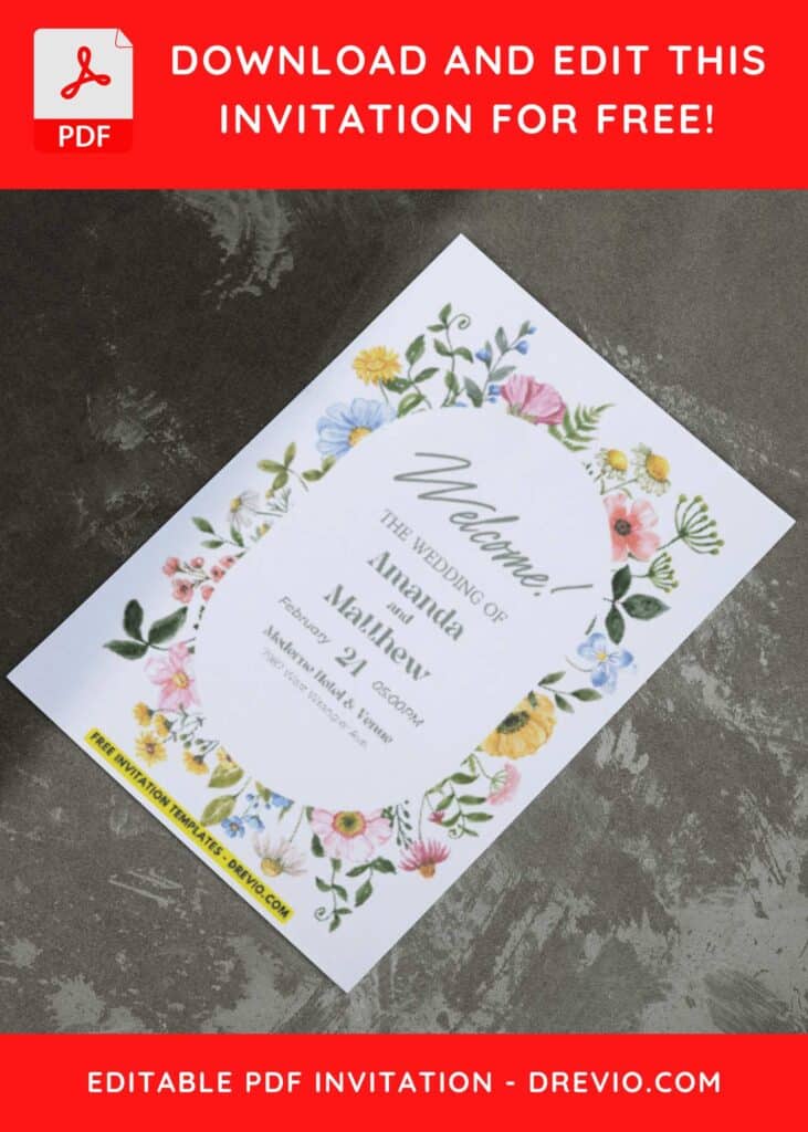 (Easily Edit PDF Invitation) Wildflower Wedding Invitation C