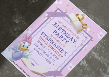 (Easily Edit PDF Invitation) Lovely Daisy Duck Birthday Invitation E