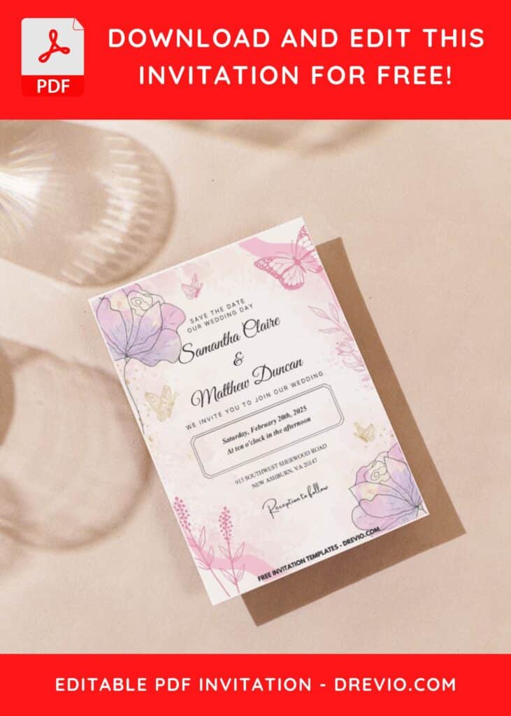 (Easily Edit PDF Invitation) Spring Serenade Floral Wedding Invitation J