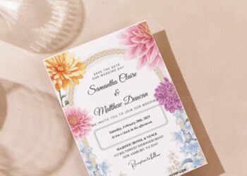 (Easily Edit PDF Invitation) Chrysanthemum Wedding Invitation E