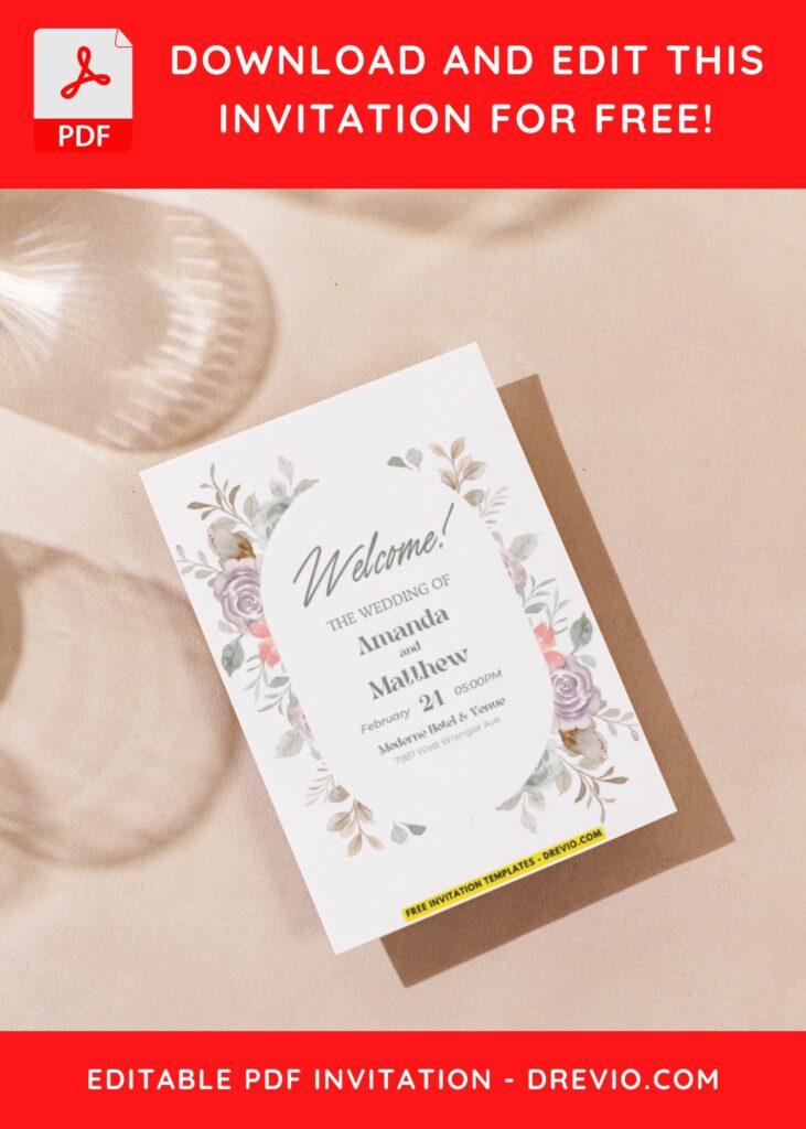 (Easily Edit PDF Invitation) Wildflower Wedding Invitation D