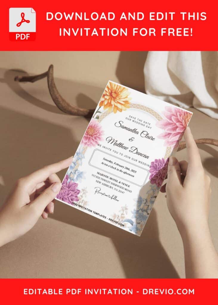 (Easily Edit PDF Invitation) Chrysanthemum Wedding Invitation F