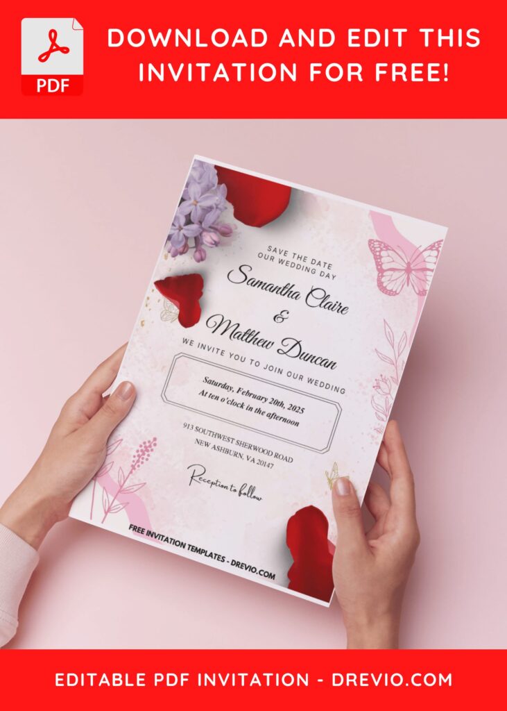 (Easily Edit PDF Invitation) Spring Serenade Floral Wedding Invitation B