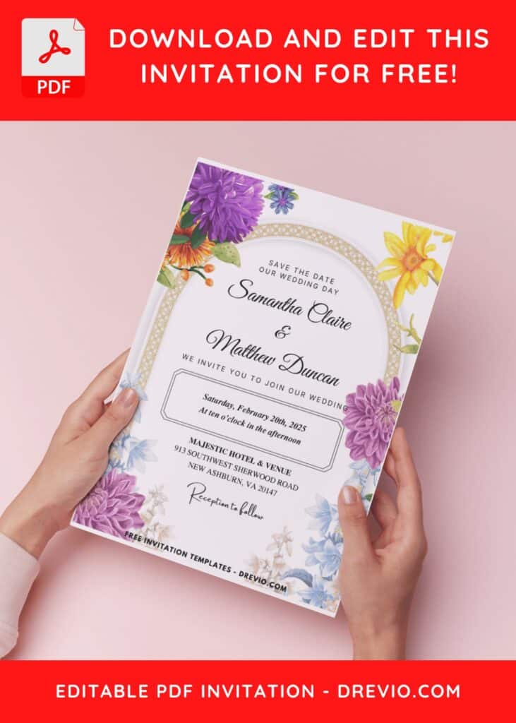 (Easily Edit PDF Invitation) Chrysanthemum Wedding Invitation G