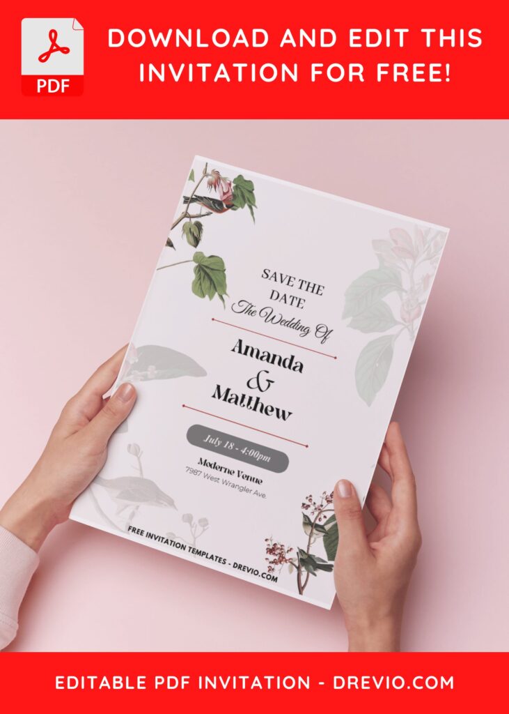 (Easily Edit PDF Invitation) Alluring Floral Wedding Invitation H
