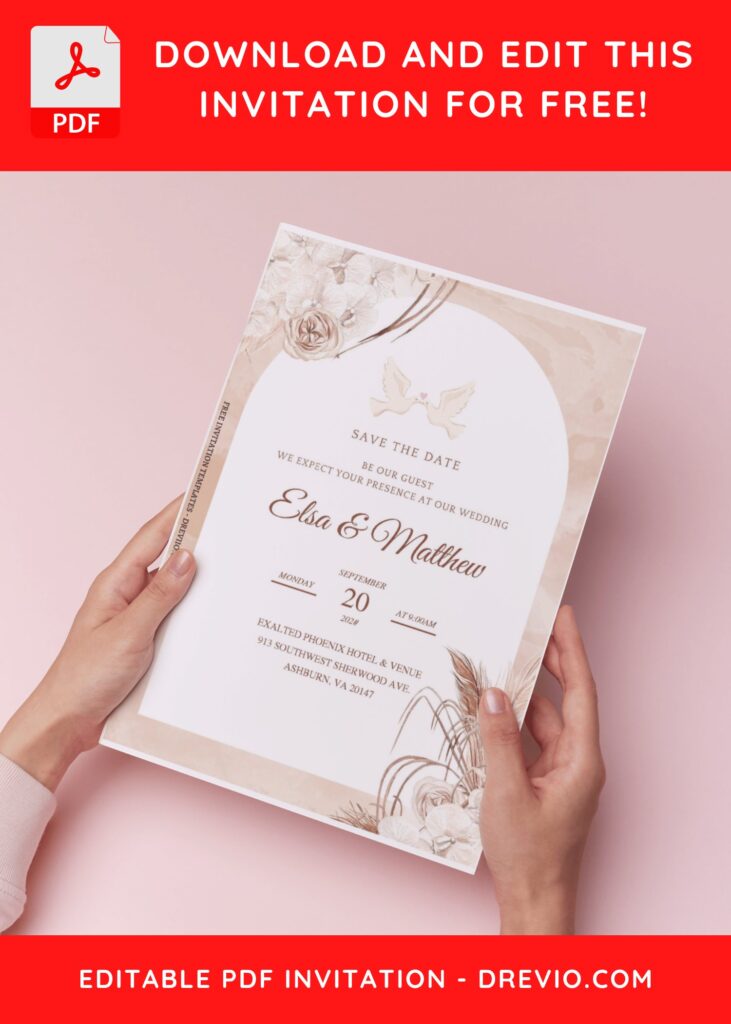 (Easily Edit PDF Invitation) Artistic Bohemian Wedding Invitation I