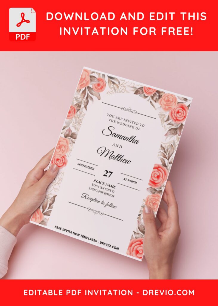 (Easily Edit PDF Invitation) Spring Peony Wedding Invitation F