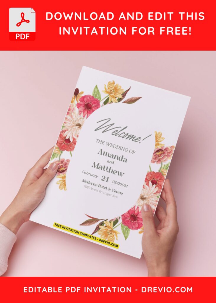 (Easily Edit PDF Invitation) Wildflower Wedding Invitation F