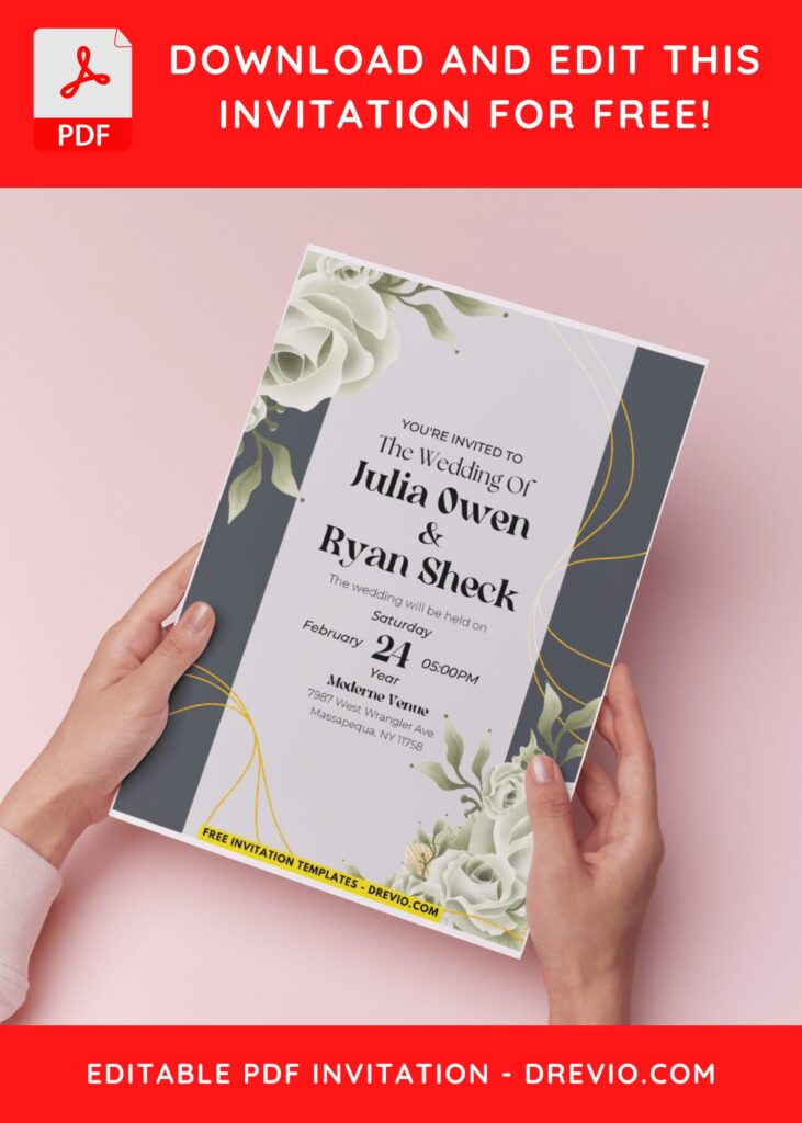 (Easily Edit PDF Invitation) Floral Elegance Wedding Invitation B
