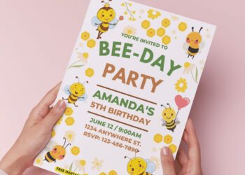 (Easily Edit PDF Invitation) Bee-Day Birthday Invitation