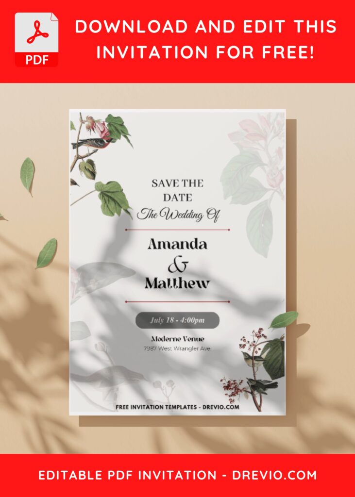 (Easily Edit PDF Invitation) Alluring Floral Wedding Invitation I