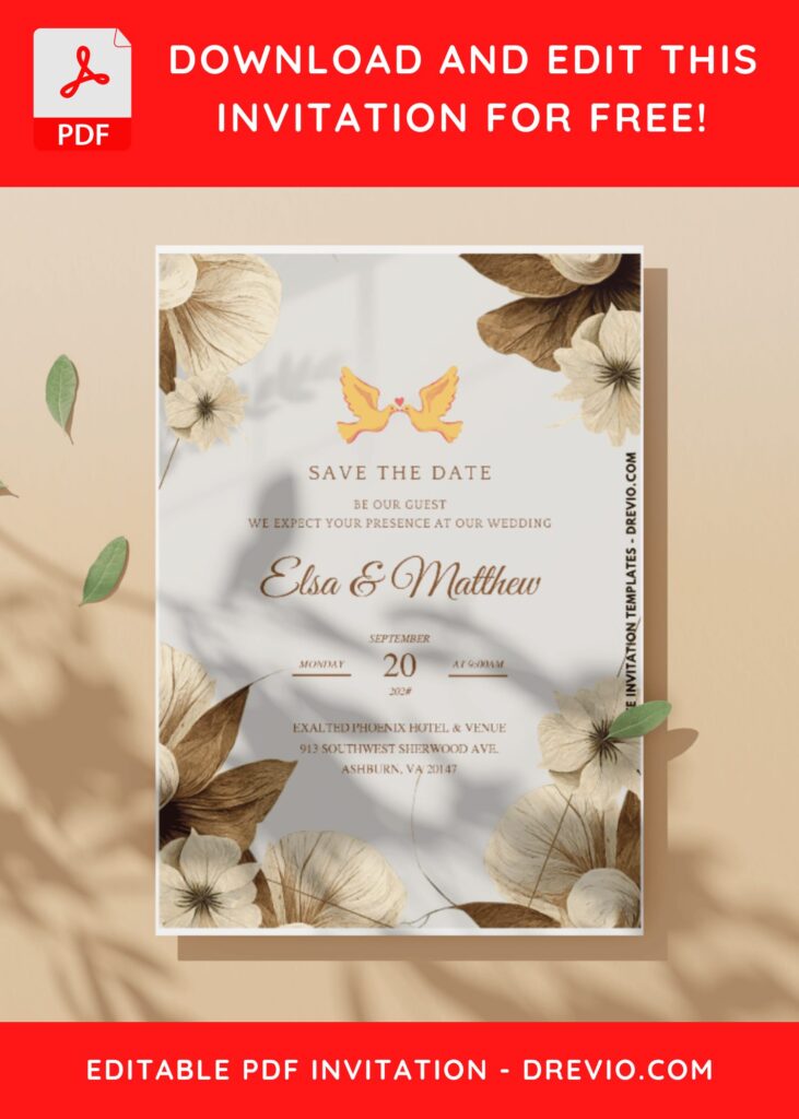 (Easily Edit PDF Invitation) Bohemian Aesthetic Wedding Invitation G
