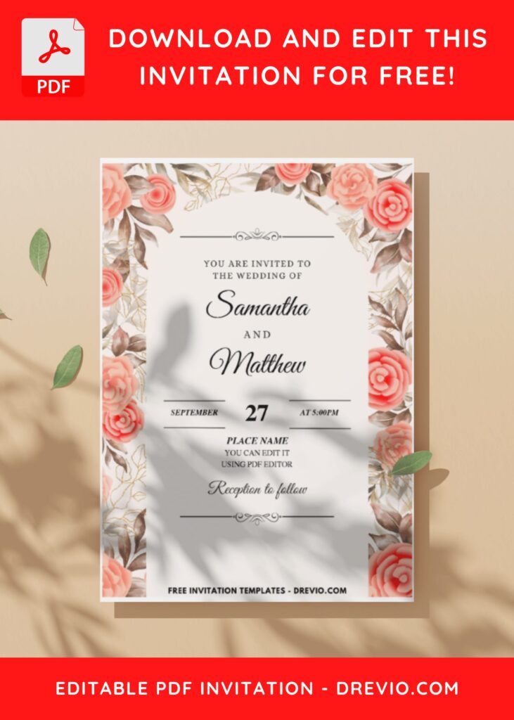 (Easily Edit PDF Invitation) Spring Peony Wedding Invitation G