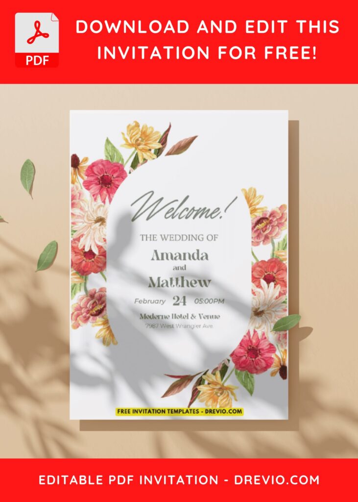 (Easily Edit PDF Invitation) Wildflower Wedding Invitation G