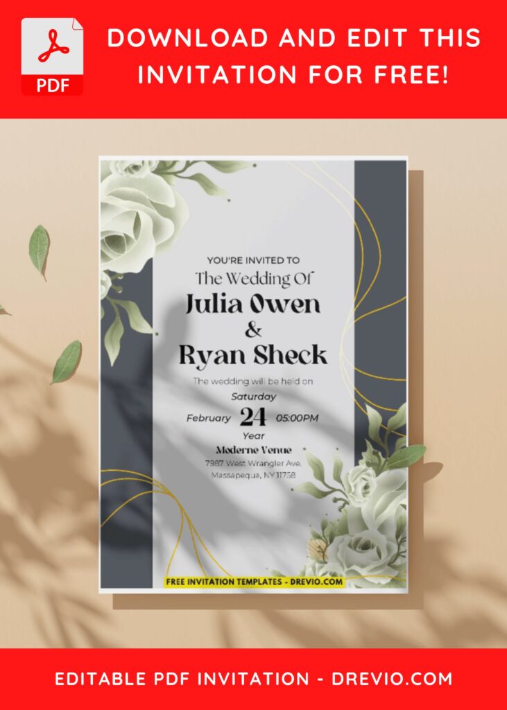 (Easily Edit PDF Invitation) Floral Elegance Wedding Invitation C
