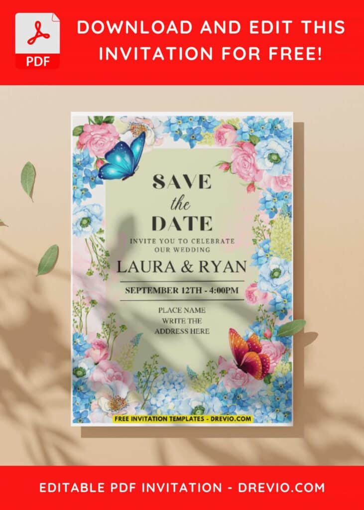 (Easily Edit PDF Invitation) Garden Blooms Wedding Invitation C