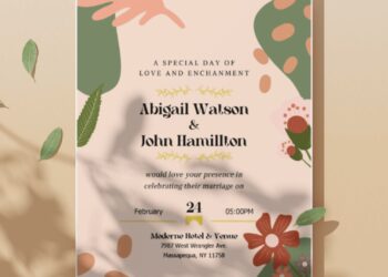 (Easily Edit PDF Invitation) Modern Abstract Floral Wedding Invitation