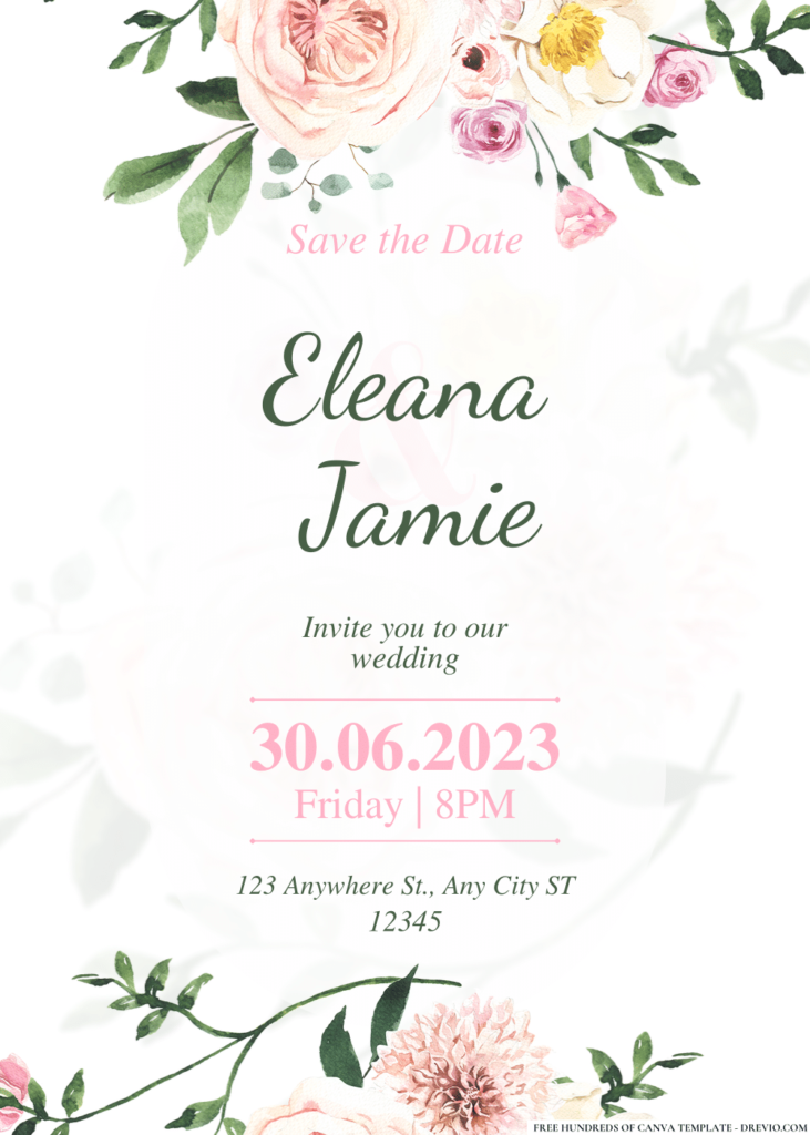 FREE PDF Invitation – Floral Bouquet Watercolor Wedding Invitations ...