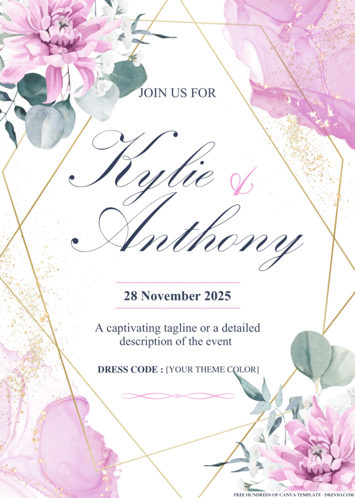 FREE PDF Invitation – Dahlia Eucalyptus Bouquet Wedding Invitations ...