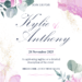 Dahlia Eucalyptus Bouquet Wedding Invitations
