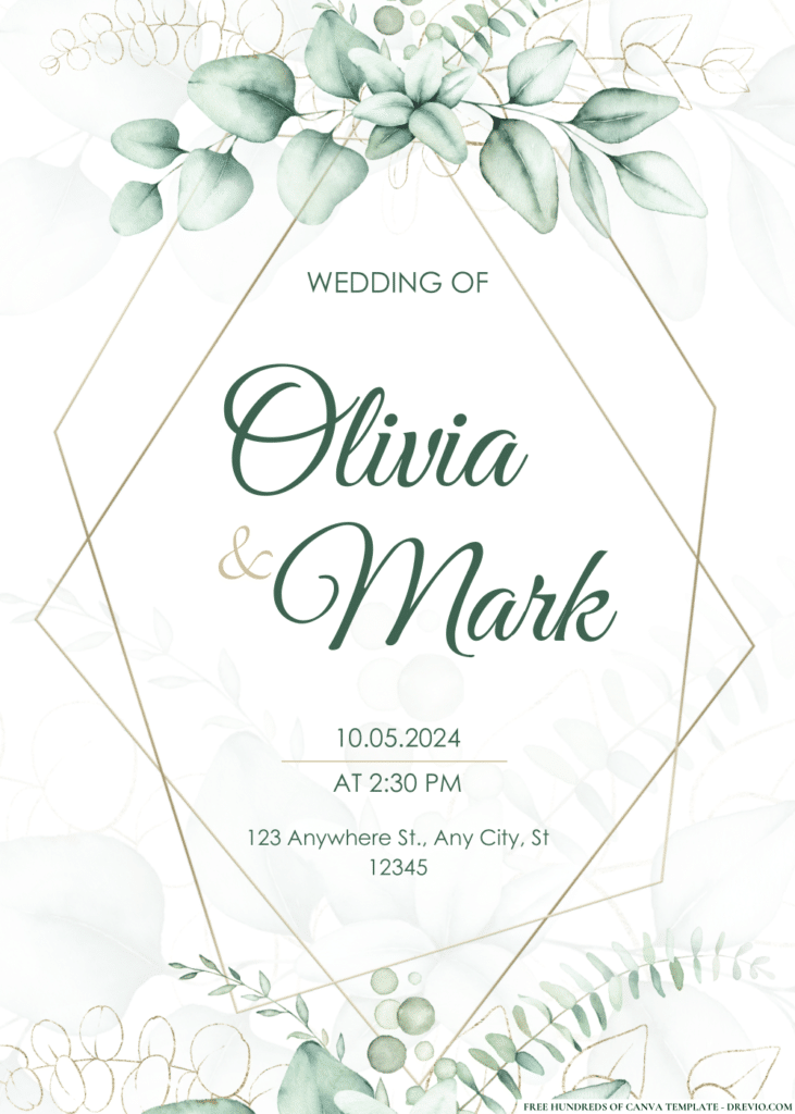 Eucalyptus Leaves Watercolor Wedding Invitations