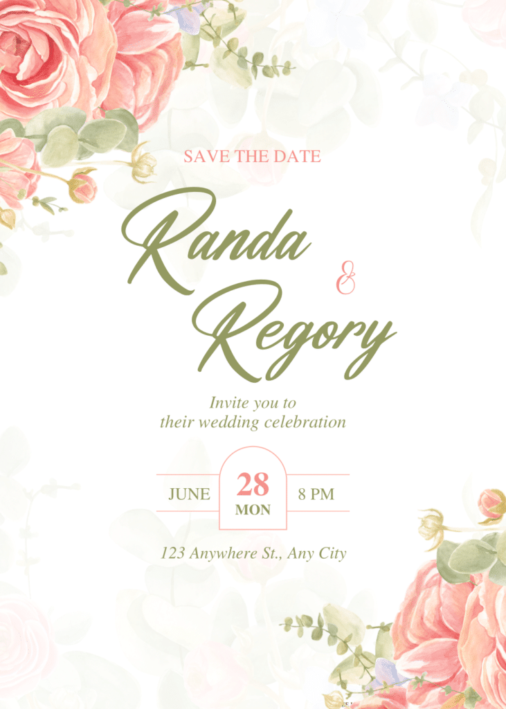 Greenery Pinky Rose Wedding Invitations