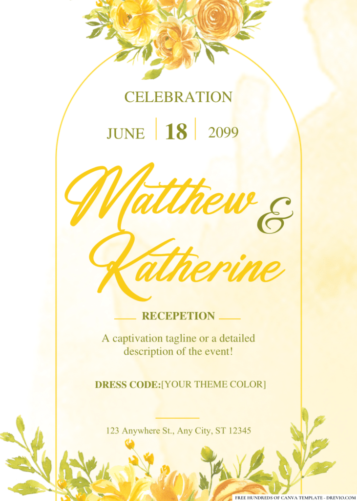 Yellow Rose Watercolor Wedding Invitations