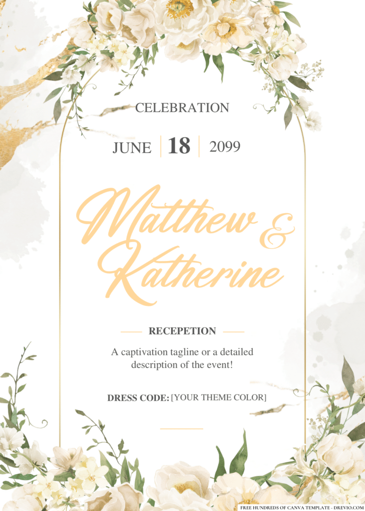 White Flowers Rustic Garden Wedding Invitations