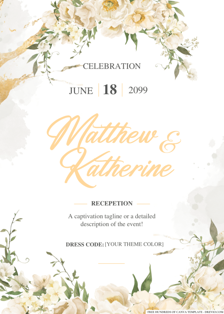 White Flowers Rustic Garden Wedding Invitations