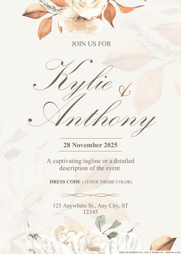 Autumn Floral Bouquet Wedding Invitations