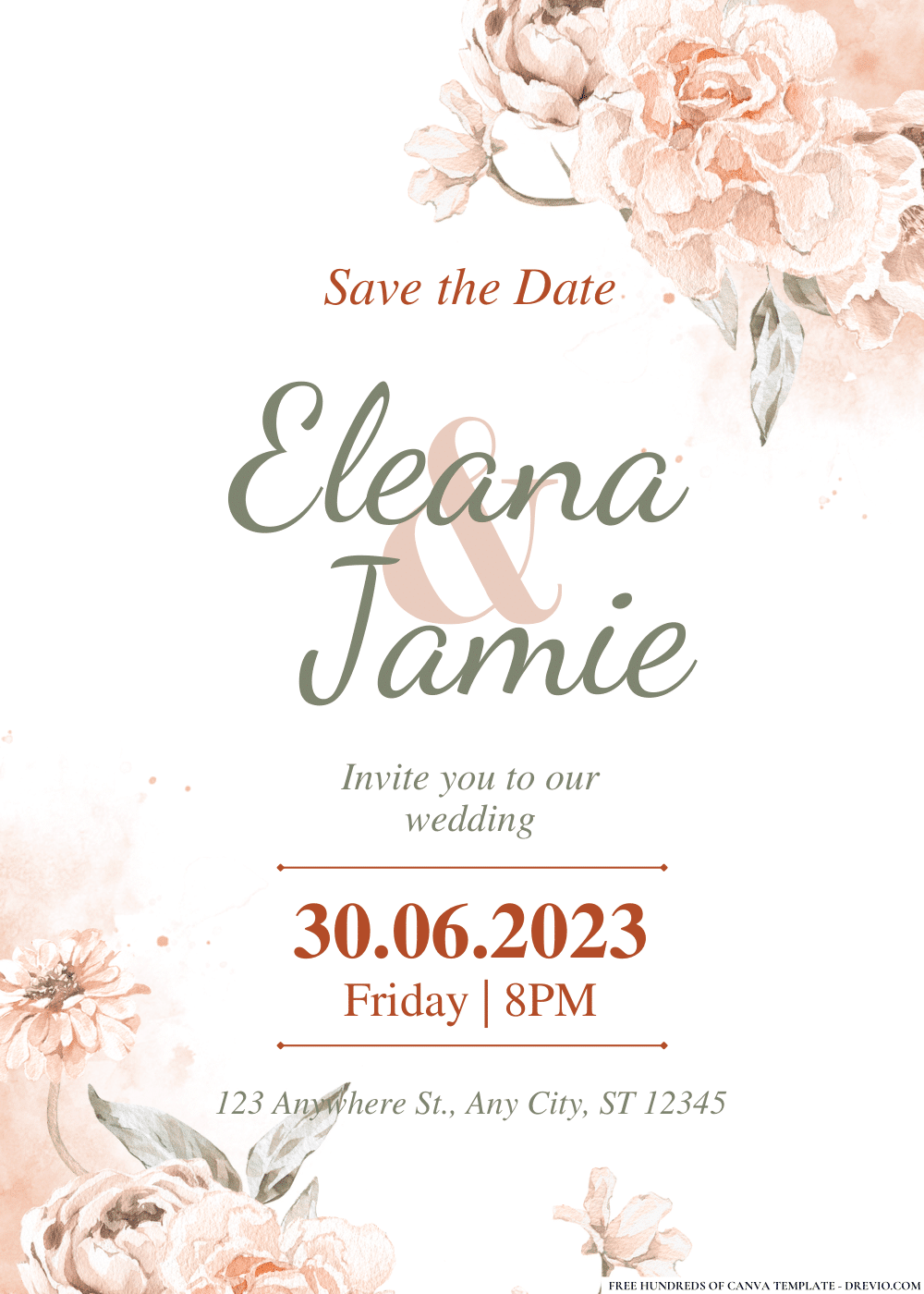 9+ FREE PDF Invitation – Burgundy flowers, leaves, neutral floral ...