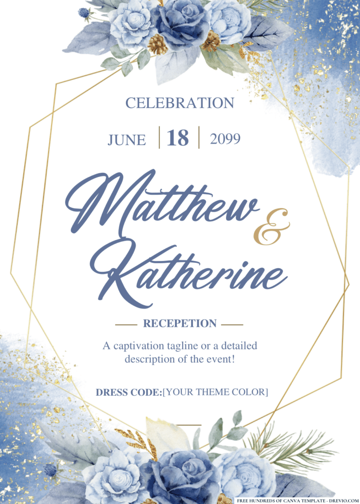 Dusty Blue Watercolor Wedding Invitations