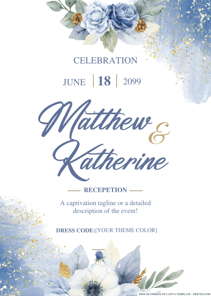 Dusty Blue Watercolor Wedding Invitations