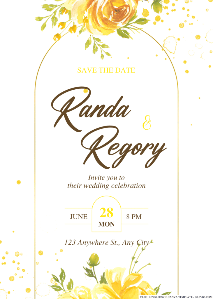 Rose Yellow Watercolor Wedding Invitations